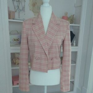 7 For All Mankind Pink Plaid Blazer